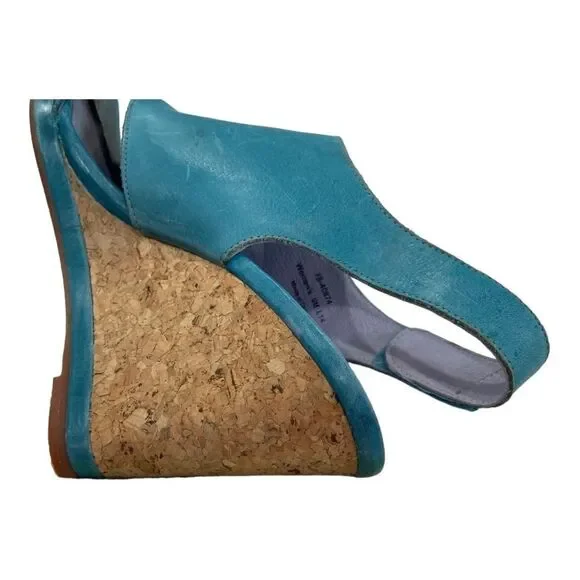 Johnston & Murphy Meagan Velcro Swing Teal Waxy Calf Size 9 Platforms - Picture 8 of 11